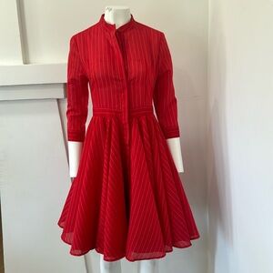 Red stripped beautiful silk and cotton blend dress.